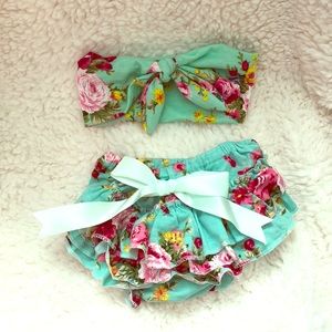 Floral diaper cover and headband